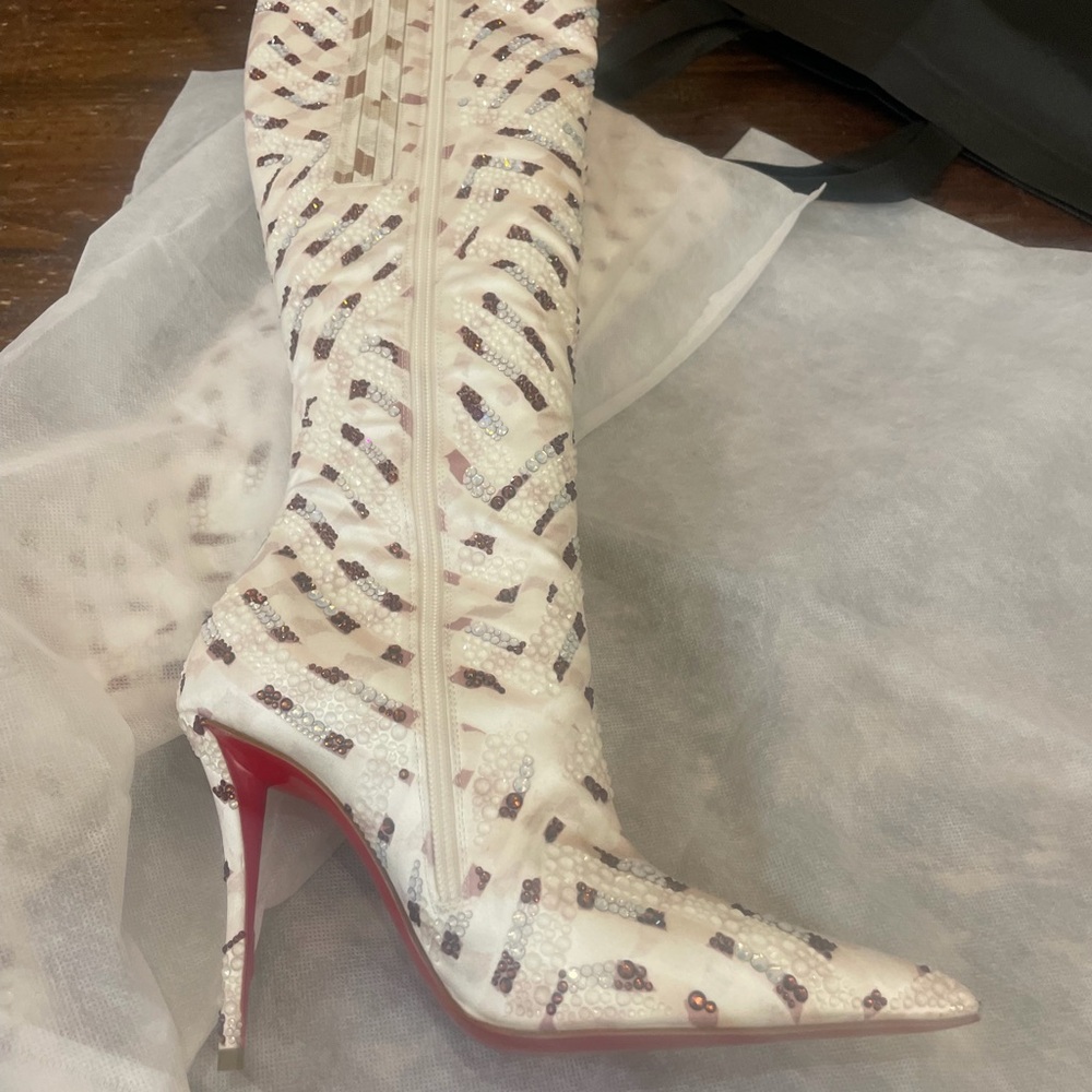 Christian Louboutin Authentic Swarovski Strass Crystal Encrusted Boots – Size 37 - Picture 3 of 7